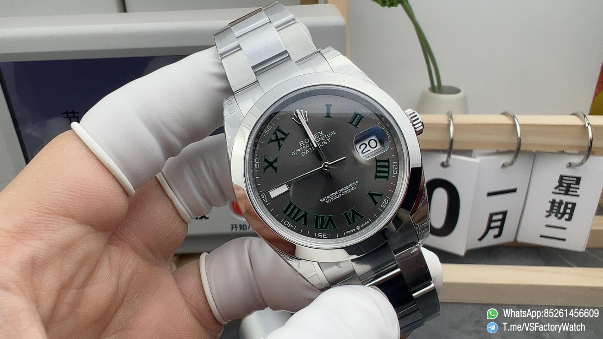 VSF DateJust 41 Wimbledon Ref 126300 0013 Slate Dail with Green Roma Hour Markers Smooth Bezel 904L Oyster Bracelet DanDong 3235 Movement 01 VSF DateJust 41 Wimbledon Ref 126300 0013 Slate Dail with Green Roma Hour Markers Smooth Bezel 904L Oyster Bracelet DanDong 3235 Movement 01
