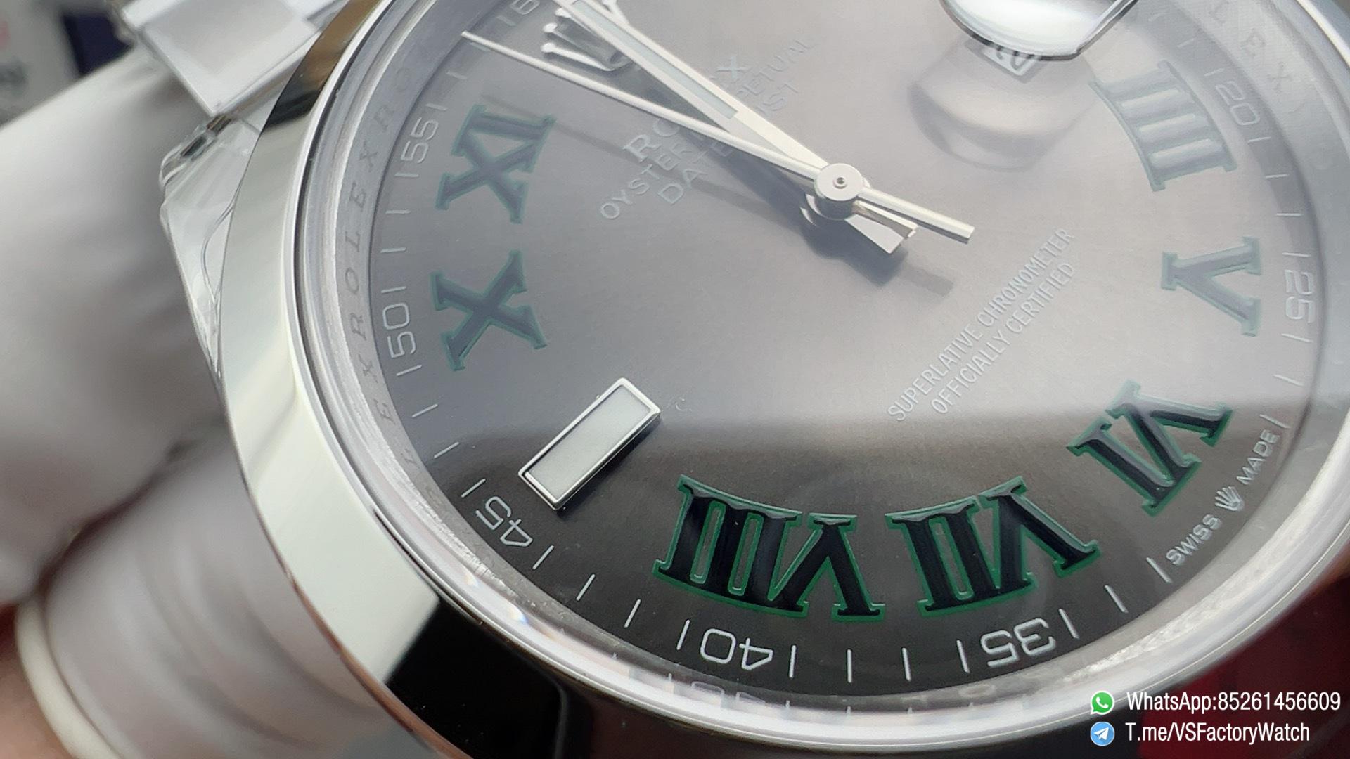 VSF DateJust 41 Wimbledon Ref 126300 0013 Slate Dail with Green Roma Hour Markers Smooth Bezel 904L Oyster Bracelet DanDong 3235 Movement 03 VSF DateJust 41 Wimbledon Ref 126300 0013 Slate Dail with Green Roma Hour Markers Smooth Bezel 904L Oyster Bracelet DanDong 3235 Movement 03