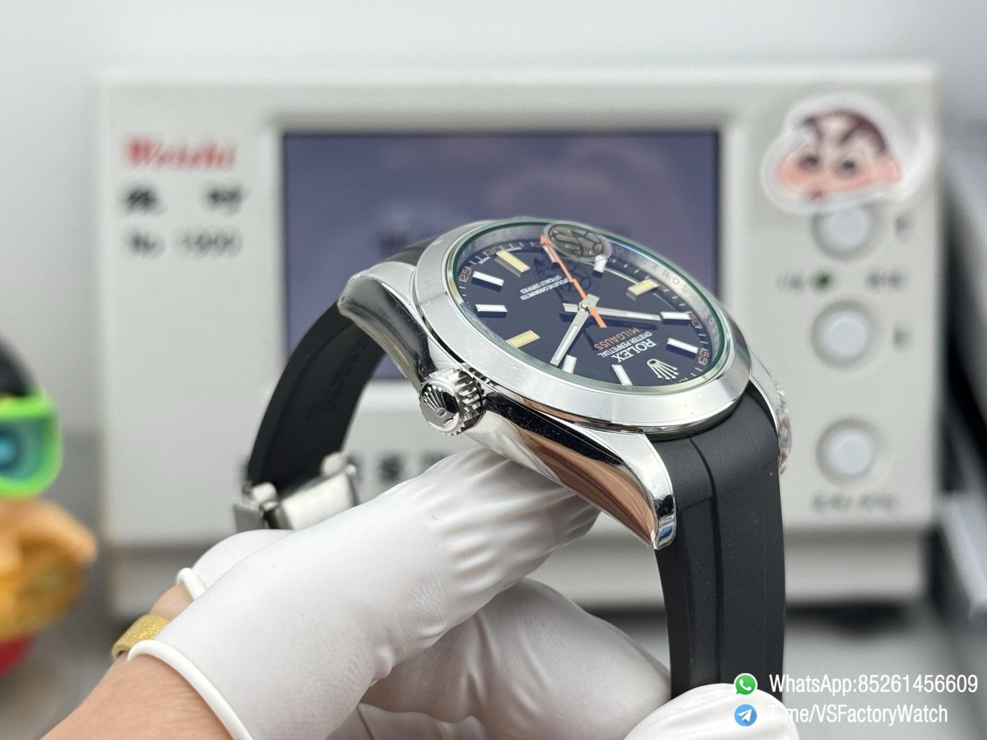 VSF Watch Milgauss 116400 Black Dial Lightning Second Hand Green Crystal Steel Case Smooth Bezel Black Rubber Strap VS3131 Movement 07 VSF Watch Milgauss 116400 Black Dial Lightning Second Hand Green Crystal Steel Case Smooth Bezel Black Rubber Strap VS3131 Movement 07