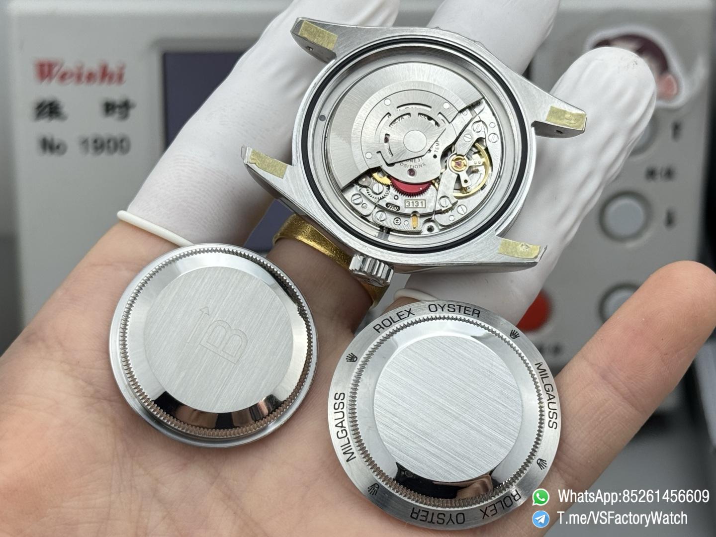 VSF Watch Milgauss 116400 Black Dial Lightning Second Hand Green Crystal Steel Case Smooth Bezel Black Rubber Strap VS3131 Movement 09 VSF Watch Milgauss 116400 Black Dial Lightning Second Hand Green Crystal Steel Case Smooth Bezel Black Rubber Strap VS3131 Movement 09