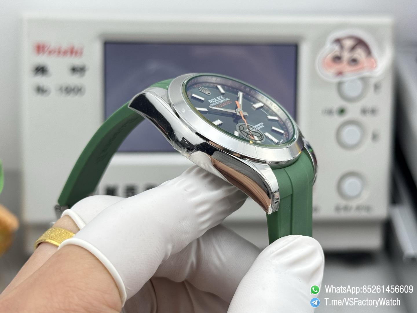 VSF Watch Milgauss 116400 Green Dial Orange Lightning Second Hand Green Crystal Steel Case Smooth Bezel Green Rubber Strap VS3131 Movement 06 VSF Watch Milgauss 116400 Green Dial Orange Lightning Second Hand Green Crystal Steel Case Smooth Bezel Green Rubber Strap VS3131 Movement 06