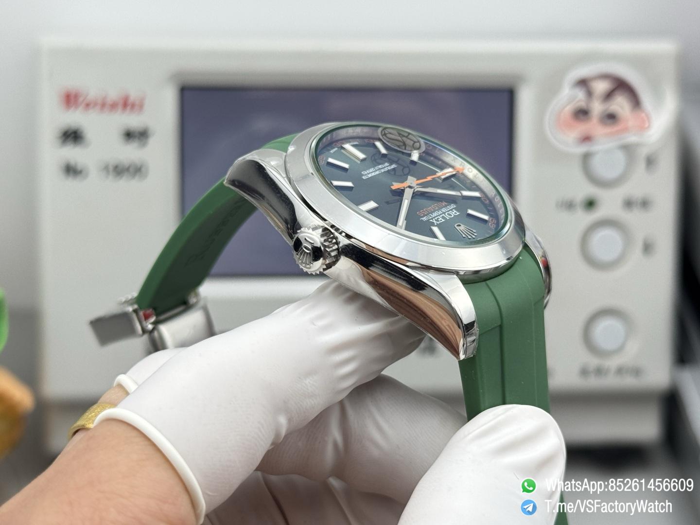 VSF Watch Milgauss 116400 Green Dial Orange Lightning Second Hand Green Crystal Steel Case Smooth Bezel Green Rubber Strap VS3131 Movement 07 VSF Watch Milgauss 116400 Green Dial Orange Lightning Second Hand Green Crystal Steel Case Smooth Bezel Green Rubber Strap VS3131 Movement 07