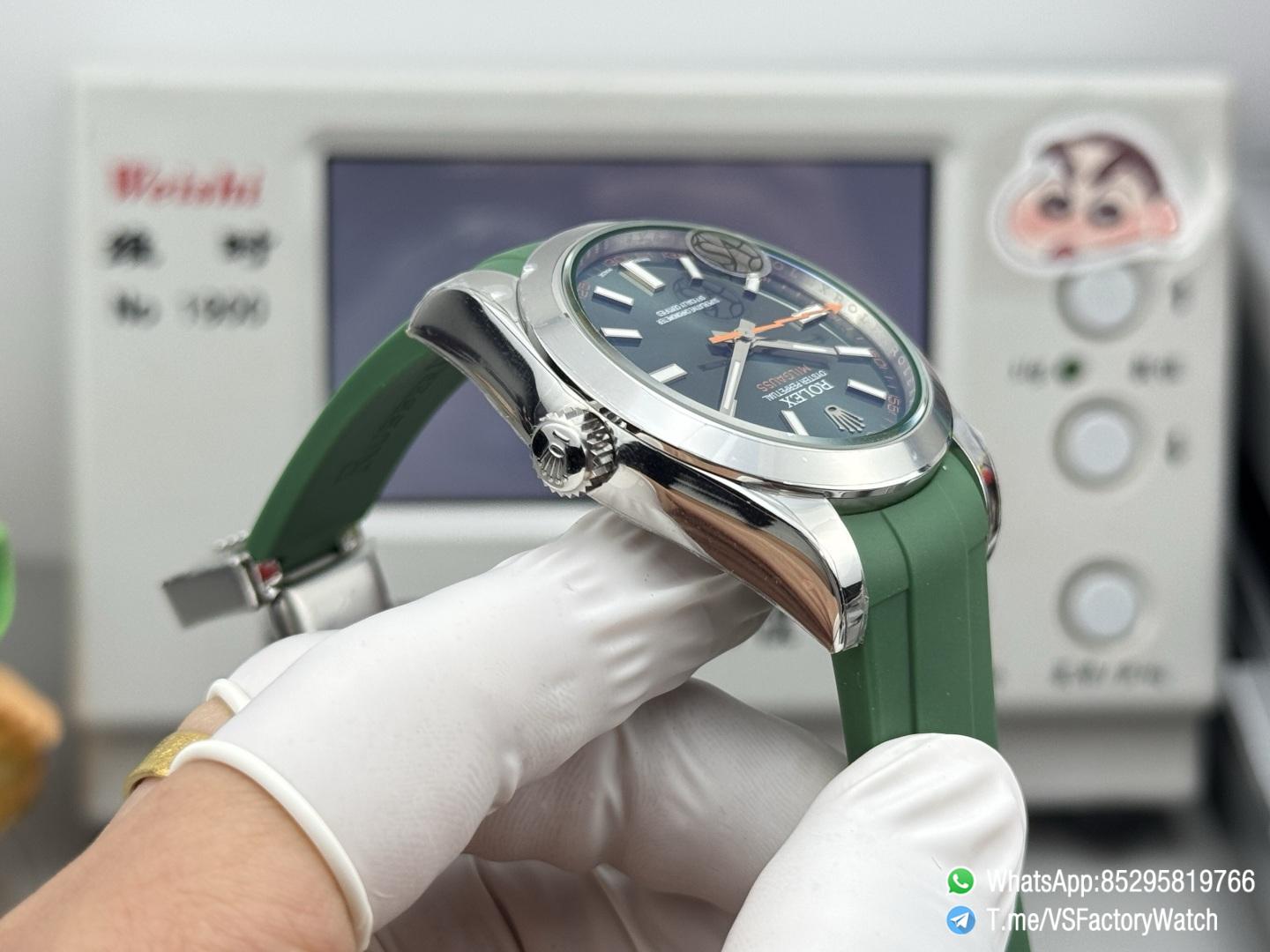 VSF Watch Milgauss 116400 Green Dial Orange Lightning Second Hand Green Crystal Steel Case Smooth Bezel Green Rubber Strap VS3131 Movement 07 VSF Watch Milgauss 116400 Green Dial Orange Lightning Second Hand Green Crystal Steel Case Smooth Bezel Green Rubber Strap VS3131 Movement 07