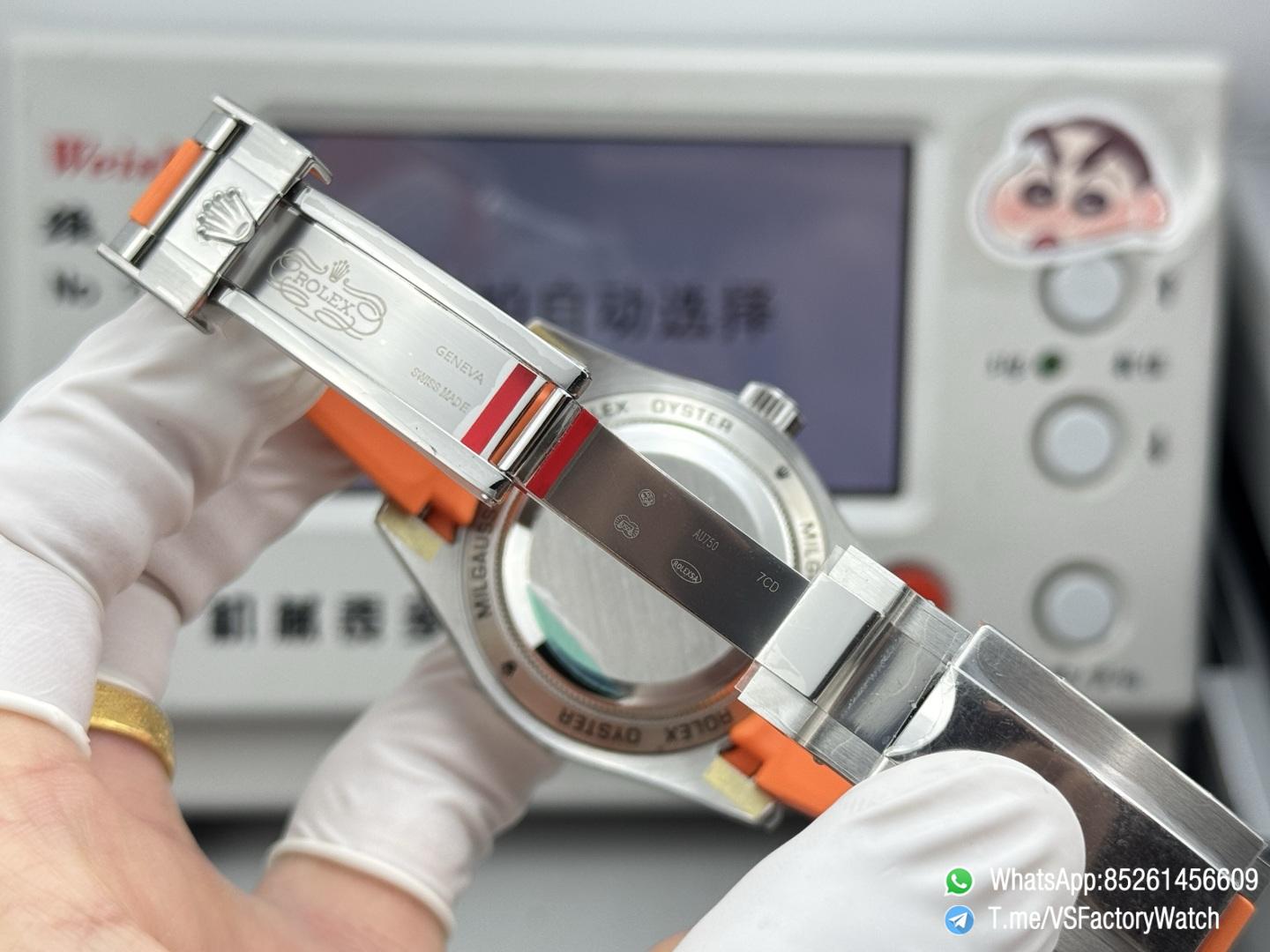VSF Watch Milgauss 116400 White Dial Orang Indexes Lightning Hand Steel Case Smooth Bezel Orange Rubber Strap VS3131 Movement 08 VSF Watch Milgauss 116400 White Dial Orang Indexes Lightning Hand Steel Case Smooth Bezel Orange Rubber Strap VS3131 Movement 08