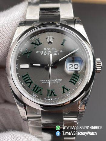 VSF Watches Datejust 36 Wimbledon Ref 126200 Gray Dail with Roma Hour Markers Smooth Bezel DanDong 3235 Movement 72 Hours PW 00