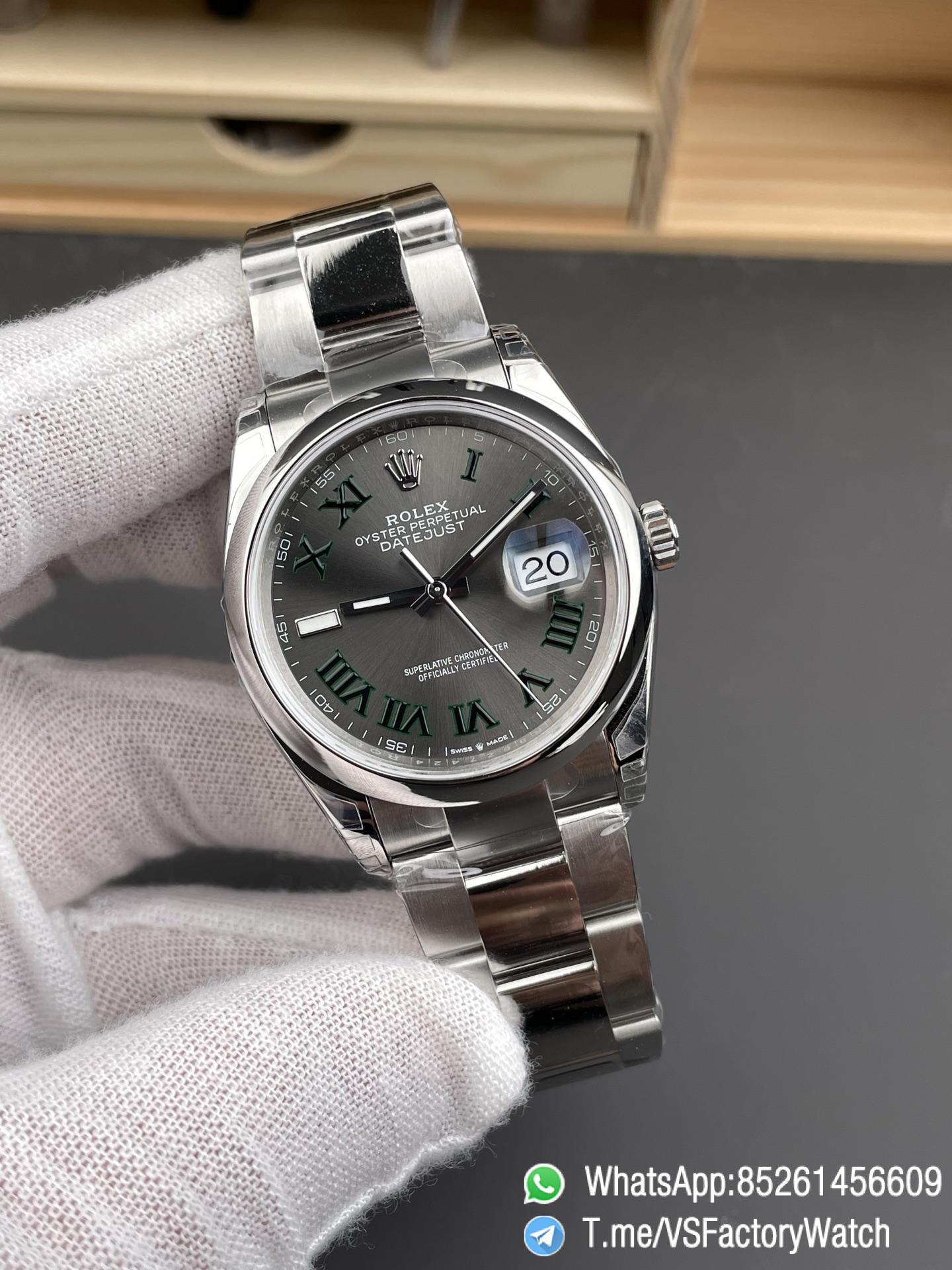 VSF Watches Datejust 36 Wimbledon Ref 126200 Gray Dail with Roma Hour Markers Smooth Bezel DanDong 3235 Movement 72 Hours PW 02 VSF Watches Datejust 36 Wimbledon Ref 126200 Gray Dail with Roma Hour Markers Smooth Bezel DanDong 3235 Movement 72 Hours PW 02