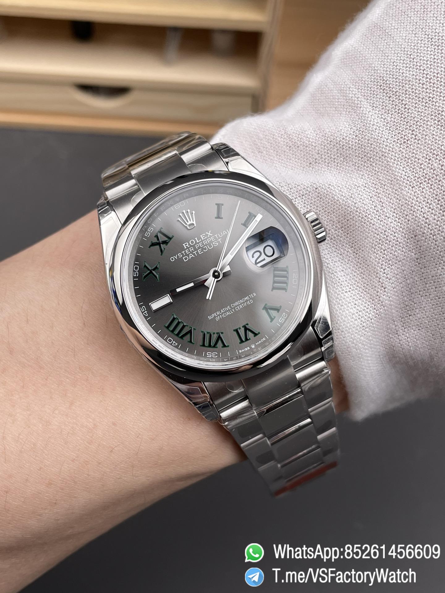 VSF Watches Datejust 36 Wimbledon Ref 126200 Gray Dail with Roma Hour Markers Smooth Bezel DanDong 3235 Movement 72 Hours PW 09 VSF Watches Datejust 36 Wimbledon Ref 126200 Gray Dail with Roma Hour Markers Smooth Bezel DanDong 3235 Movement 72 Hours PW 09