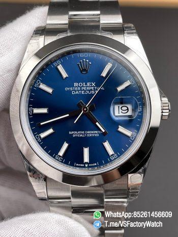 VSF Watches Datejust 41 Ref 126300 Bright Blue Dial Smooth Bezel 904L Steel Oyster Bracelet DanDong 3235 Movement 72 Hours PR 00