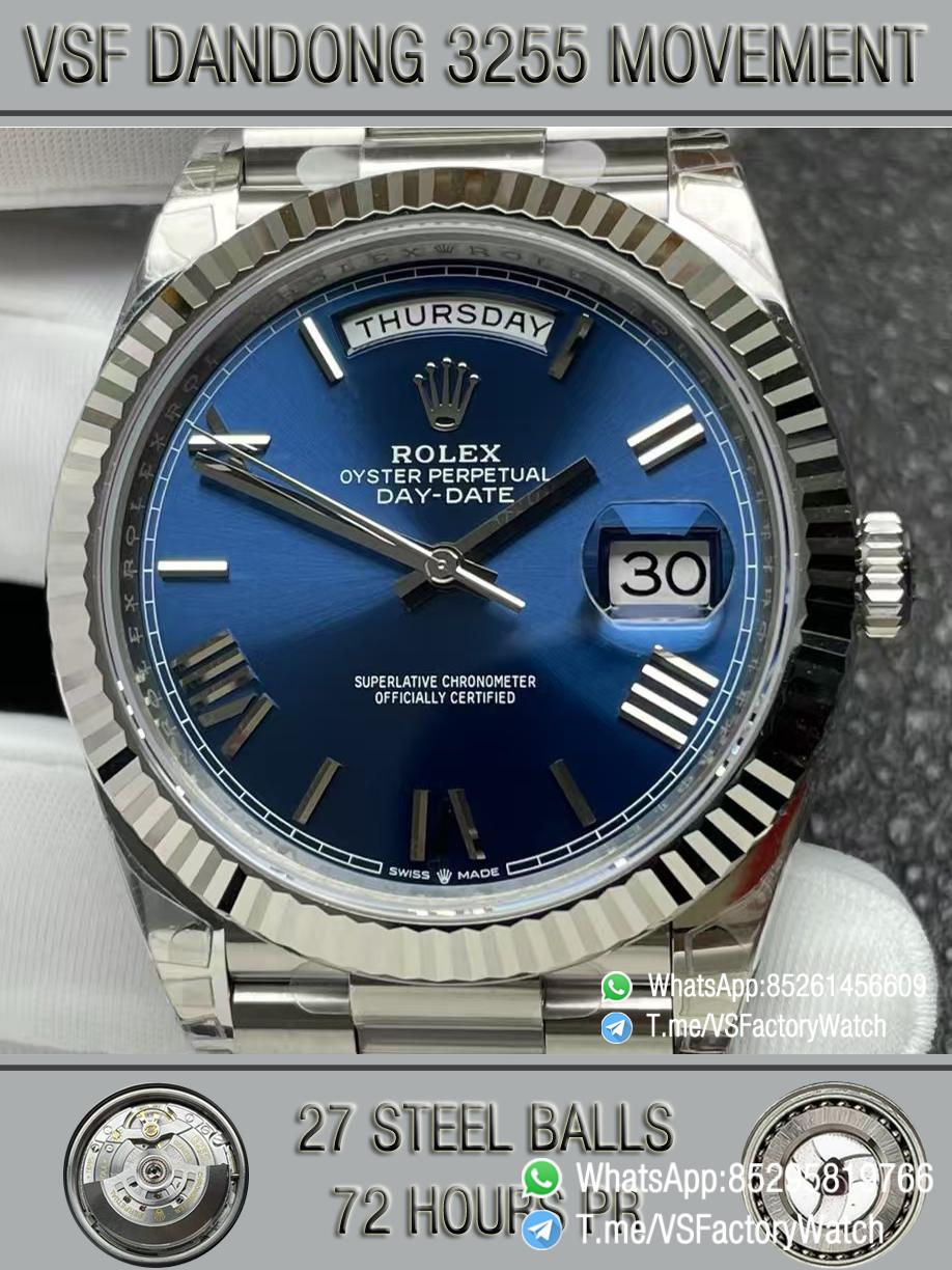 VSF Watches DayDate 40mm 228239 Blue Dial with Roman Indexes 904L Stainless Steel Case and President Bracelet VS3255 V2 Weight 182g 000000 VSF Watches DayDate 40mm 228239 Blue Dial with Roman Indexes 904L Stainless Steel Case and President Bracelet VS3255 V2 Weight 182g 000000