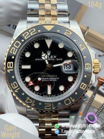 VSF Watches GMT Master II 126713GRNR Zombie Gain Weight 164g Two Tone Black Grey Ceramic Bezel Black Dial Jubilee Bracelet DD3285 Movement 00