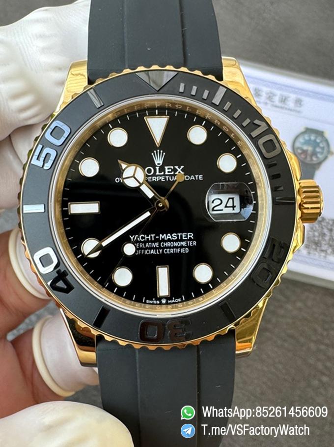VSF Watches Yacht Master 226658 42mm Gain Weight 148g Yellow Gold Case 3D Black Ceramic Bezel on Black Rubber Strap DD3235 V2 00 VSF Watches Yacht Master 226658 42mm Gain Weight 148g Yellow Gold Case 3D Black Ceramic Bezel on Black Rubber Strap DD3235 V2 00