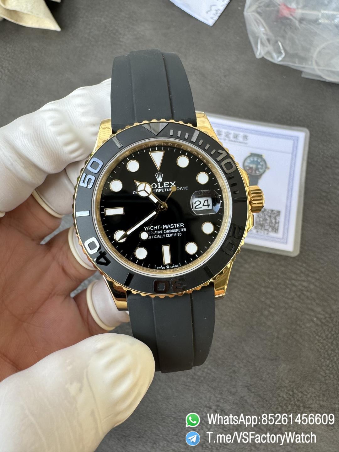 VSF Watches Yacht Master 226658 42mm Gain Weight 148g Yellow Gold Case 3D Black Ceramic Bezel on Black Rubber Strap DD3235 V2 01 VSF Watches Yacht Master 226658 42mm Gain Weight 148g Yellow Gold Case 3D Black Ceramic Bezel on Black Rubber Strap DD3235 V2 01