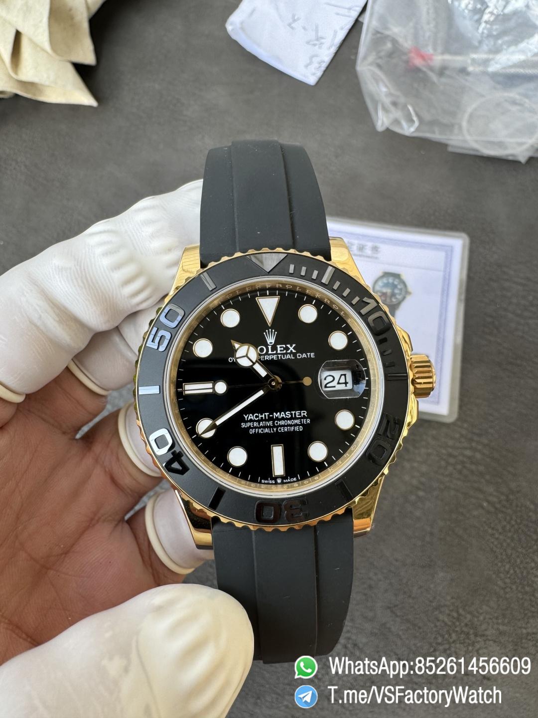 VSF Watches Yacht Master 226658 42mm Gain Weight 148g Yellow Gold Case 3D Black Ceramic Bezel on Black Rubber Strap DD3235 V2 02 VSF Watches Yacht Master 226658 42mm Gain Weight 148g Yellow Gold Case 3D Black Ceramic Bezel on Black Rubber Strap DD3235 V2 02