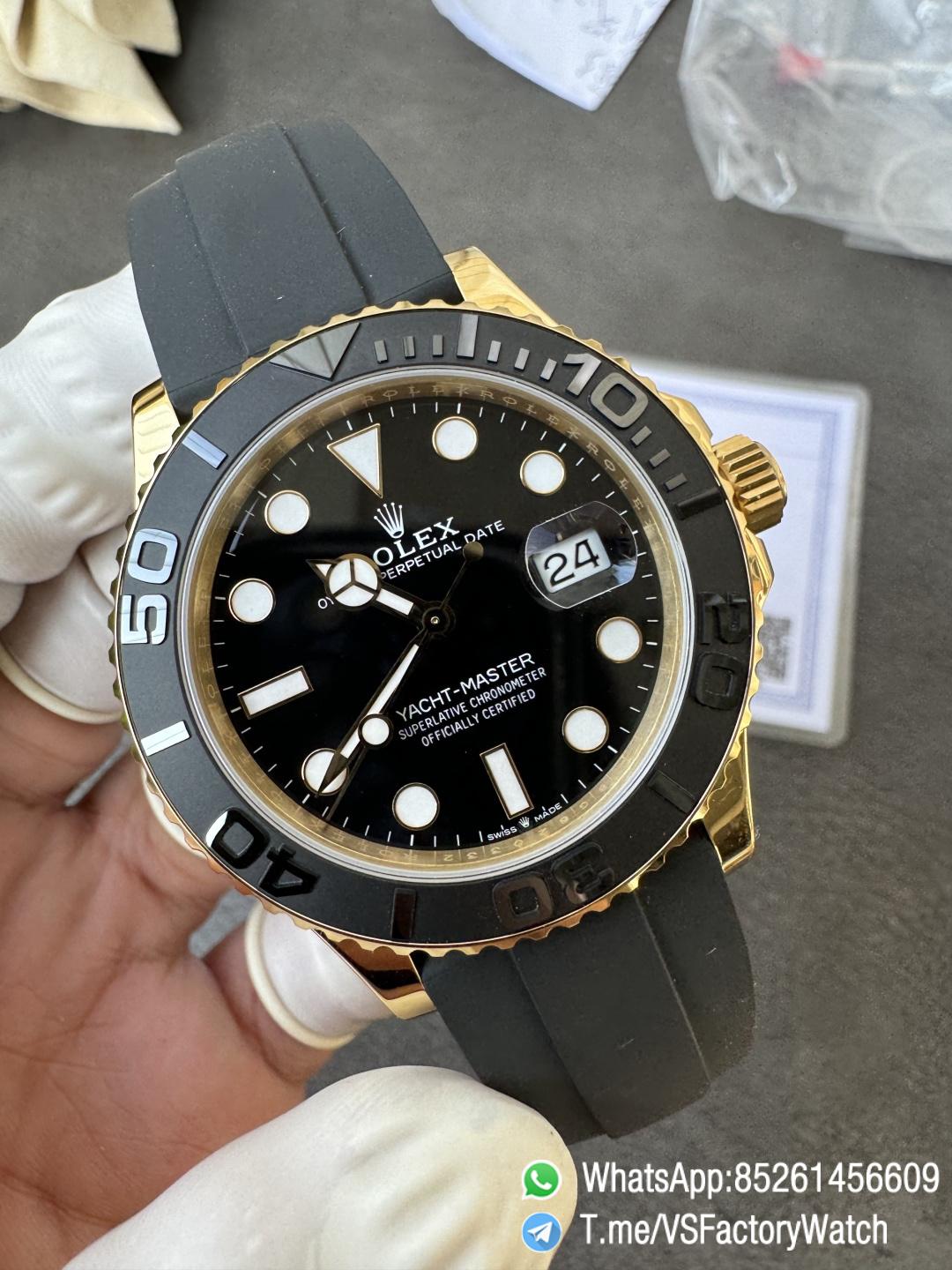 VSF Watches Yacht Master 226658 42mm Gain Weight 148g Yellow Gold Case 3D Black Ceramic Bezel on Black Rubber Strap DD3235 V2 03 VSF Watches Yacht Master 226658 42mm Gain Weight 148g Yellow Gold Case 3D Black Ceramic Bezel on Black Rubber Strap DD3235 V2 03