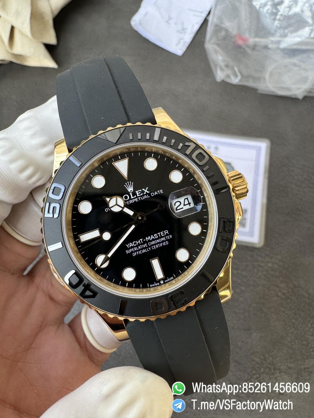 VSF Watches Yacht Master 226658 42mm Gain Weight 148g Yellow Gold Case 3D Black Ceramic Bezel on Black Rubber Strap DD3235 V2 04 VSF Watches Yacht Master 226658 42mm Gain Weight 148g Yellow Gold Case 3D Black Ceramic Bezel on Black Rubber Strap DD3235 V2 04