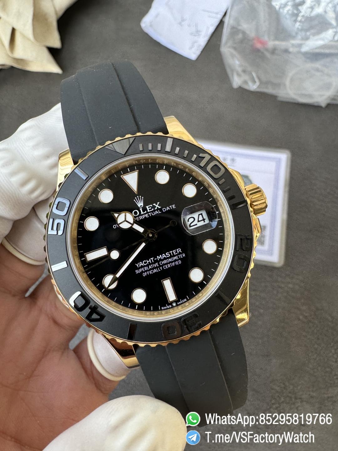 VSF Watches Yacht Master 226658 42mm Gain Weight 148g Yellow Gold Case 3D Black Ceramic Bezel on Black Rubber Strap DD3235 V2 04 VSF Watches Yacht Master 226658 42mm Gain Weight 148g Yellow Gold Case 3D Black Ceramic Bezel on Black Rubber Strap DD3235 V2 04