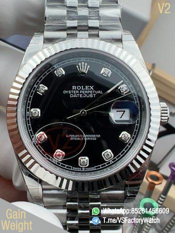 VSF DateJust 41 Ref. 126334 Black Dail with Diamonds Hour Markers 904L Stainless Steel Case and Jubilee Bracelet DanDong 3235 Movement 01 1