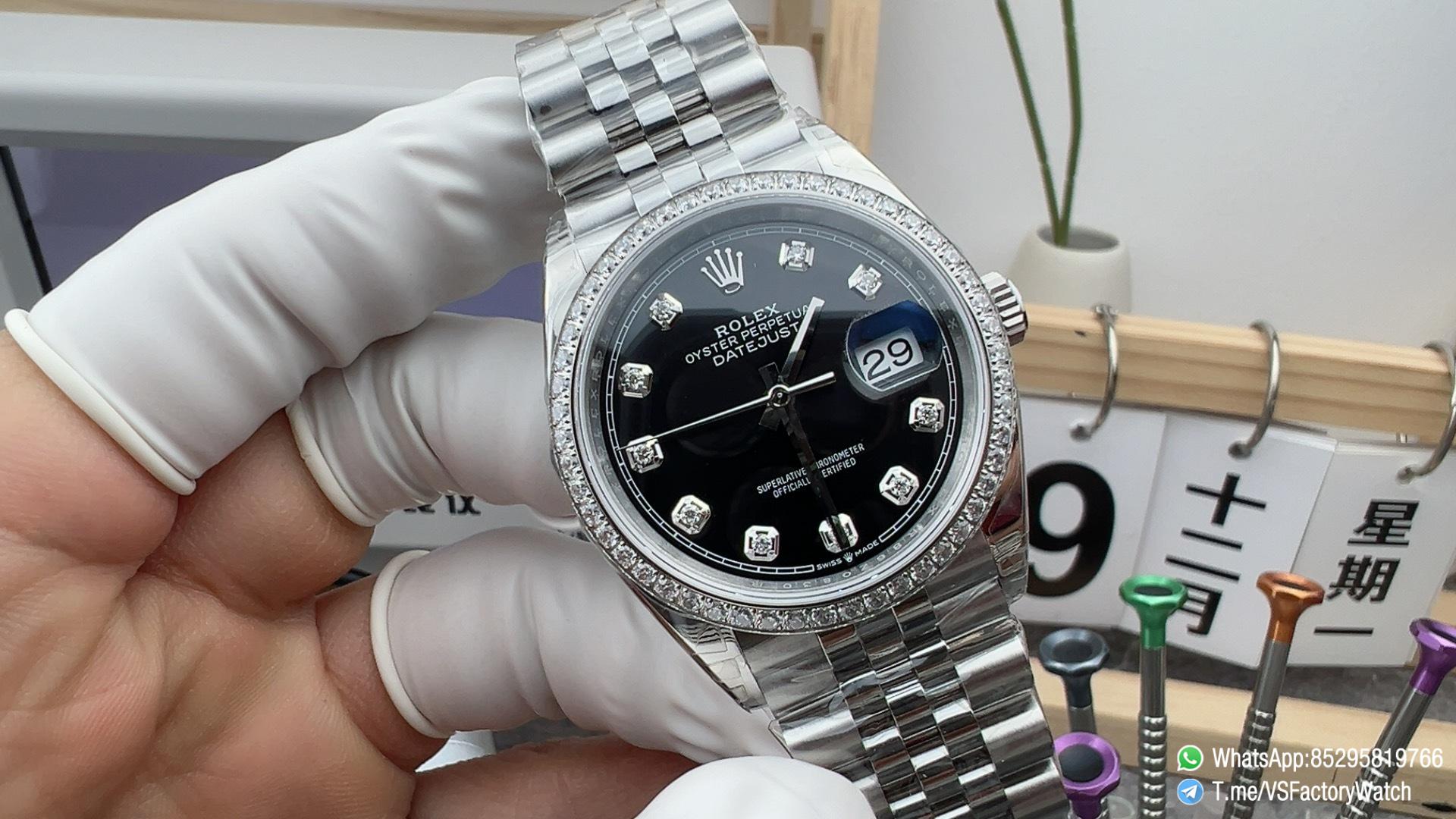 VSF Datejust 36 Ref. 126284RBR Diamonds Set Bezel Diamonds Set Black Dial 904L Case Jubilee Bracelet DD3235 Movement 72 Hours PR 01 VSF Datejust 36 Ref. 126284RBR Diamonds Set Bezel Diamonds Set Black Dial 904L Case Jubilee Bracelet DD3235 Movement 72 Hours PR 01