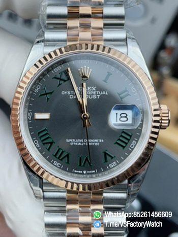 VSF Watch Datejust 36mm REF 126231 Oystersteel Everose Gold Slate Dial Roma Hour Markers Jubilee Bracelet DanDong 3235 Movement 00