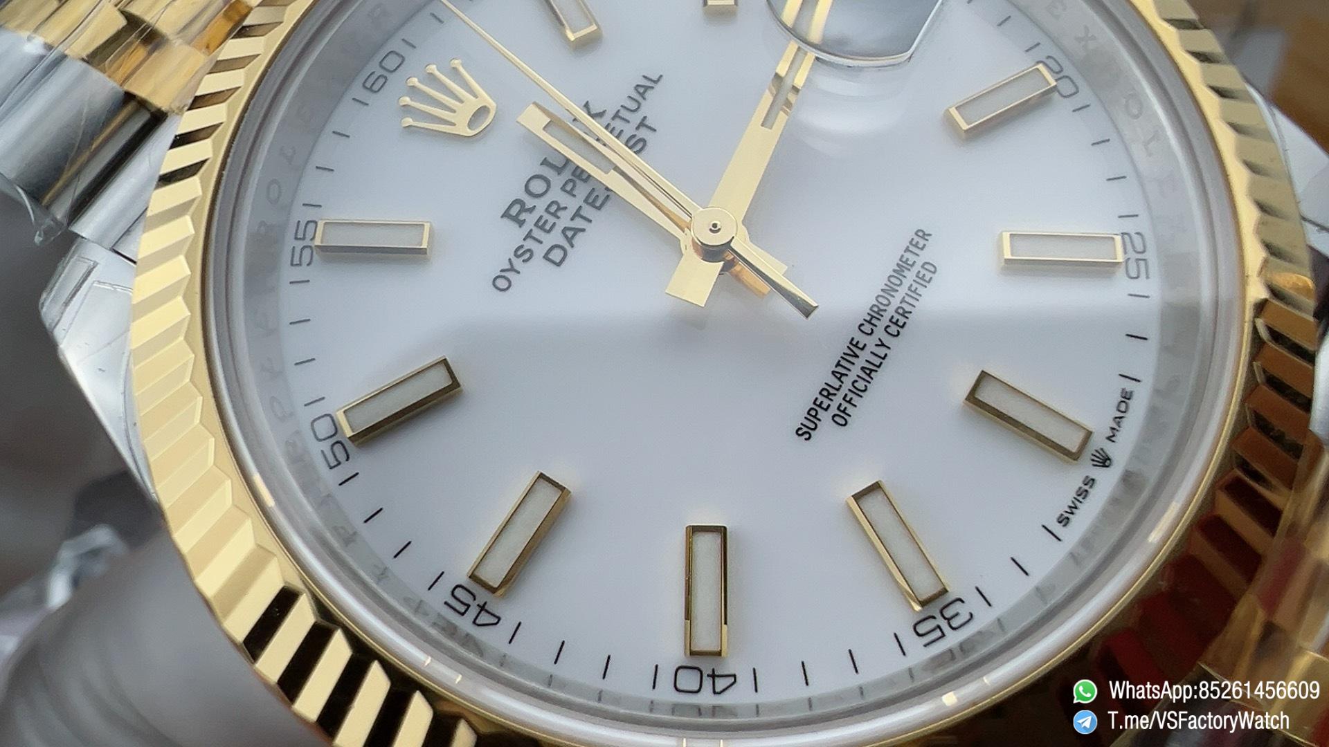 VSF Watch Datejust 41 Ref. 126333 Yellow Rolesor White Dial with Blue Luminous Hour Indexes Jubille Bracelet DanDong 3235 Movement 03 VSF Watch Datejust 41 Ref. 126333 Yellow Rolesor White Dial with Blue Luminous Hour Indexes Jubille Bracelet DanDong 3235 Movement 03