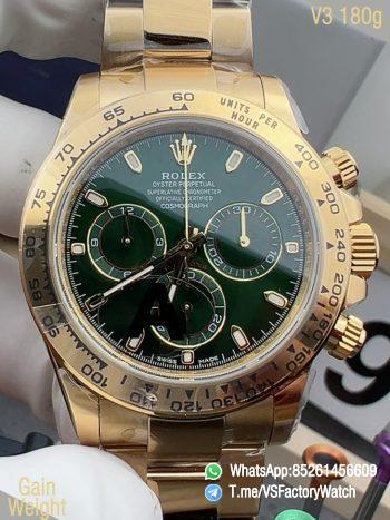 VS Factory Daytona John Mayer 116508 V3 Weight 179G Yellow Gold Case Green Dial Yellow Gold Bracelet DanDong 4130 Movement 00