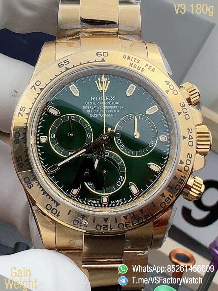 VS Factory Daytona John Mayer 116508 V3 Weight 179G Yellow Gold Case Green Dial Yellow Gold Bracelet DanDong 4130 Movement 00 VS Factory Daytona John Mayer 116508 V3 Weight 179G Yellow Gold Case Green Dial Yellow Gold Bracelet DanDong 4130 Movement 00