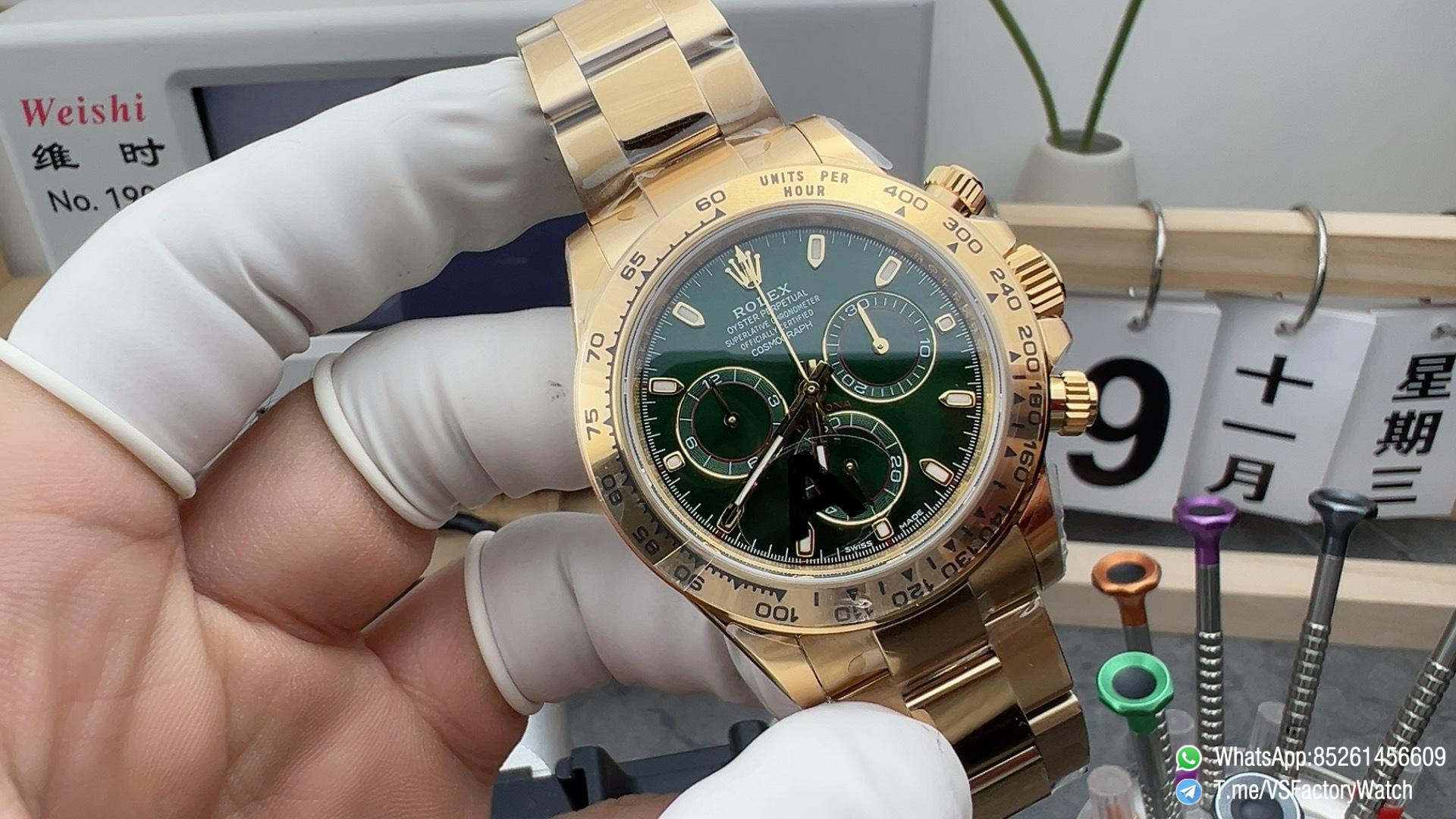 VS Factory Daytona John Mayer 116508 V3 Weight 179G Yellow Gold Case Green Dial Yellow Gold Bracelet DanDong 4130 Movement 01 VS Factory Daytona John Mayer 116508 V3 Weight 179G Yellow Gold Case Green Dial Yellow Gold Bracelet DanDong 4130 Movement 01