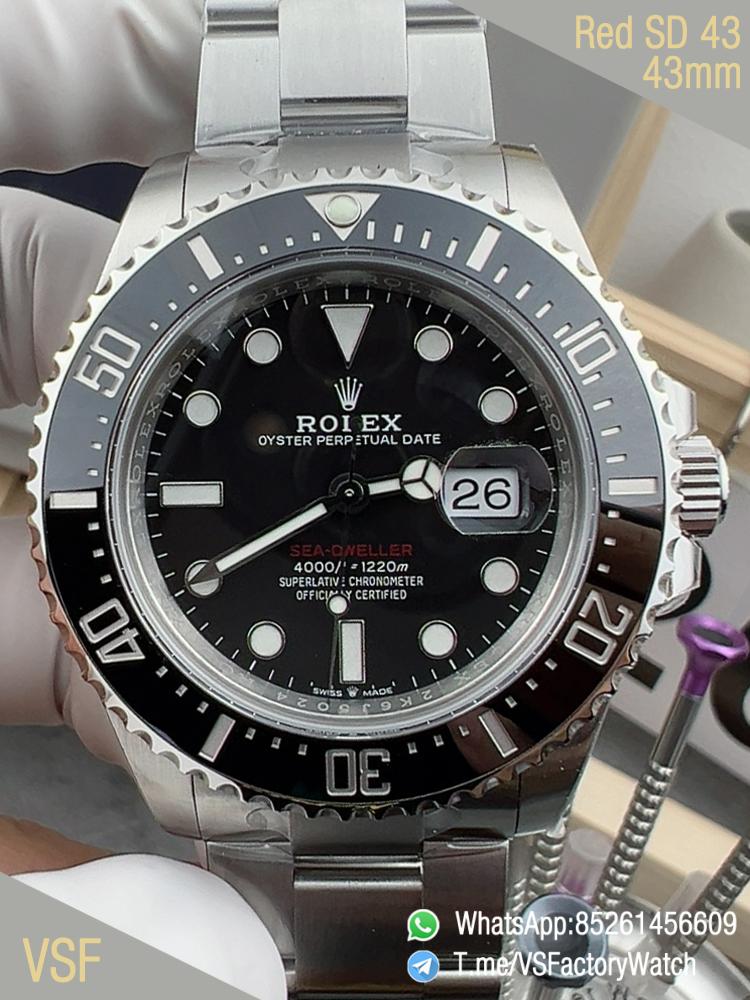 VS Factory Red Sea Dweller 43 Ref 126600 Black Dial Black Ceramic Bezel 904L Steel Metal Case and Bracelet DanDong 3235 Movement 00 VS Factory Red Sea Dweller 43 Ref 126600 Black Dial Black Ceramic Bezel 904L Steel Metal Case and Bracelet DanDong 3235 Movement 00