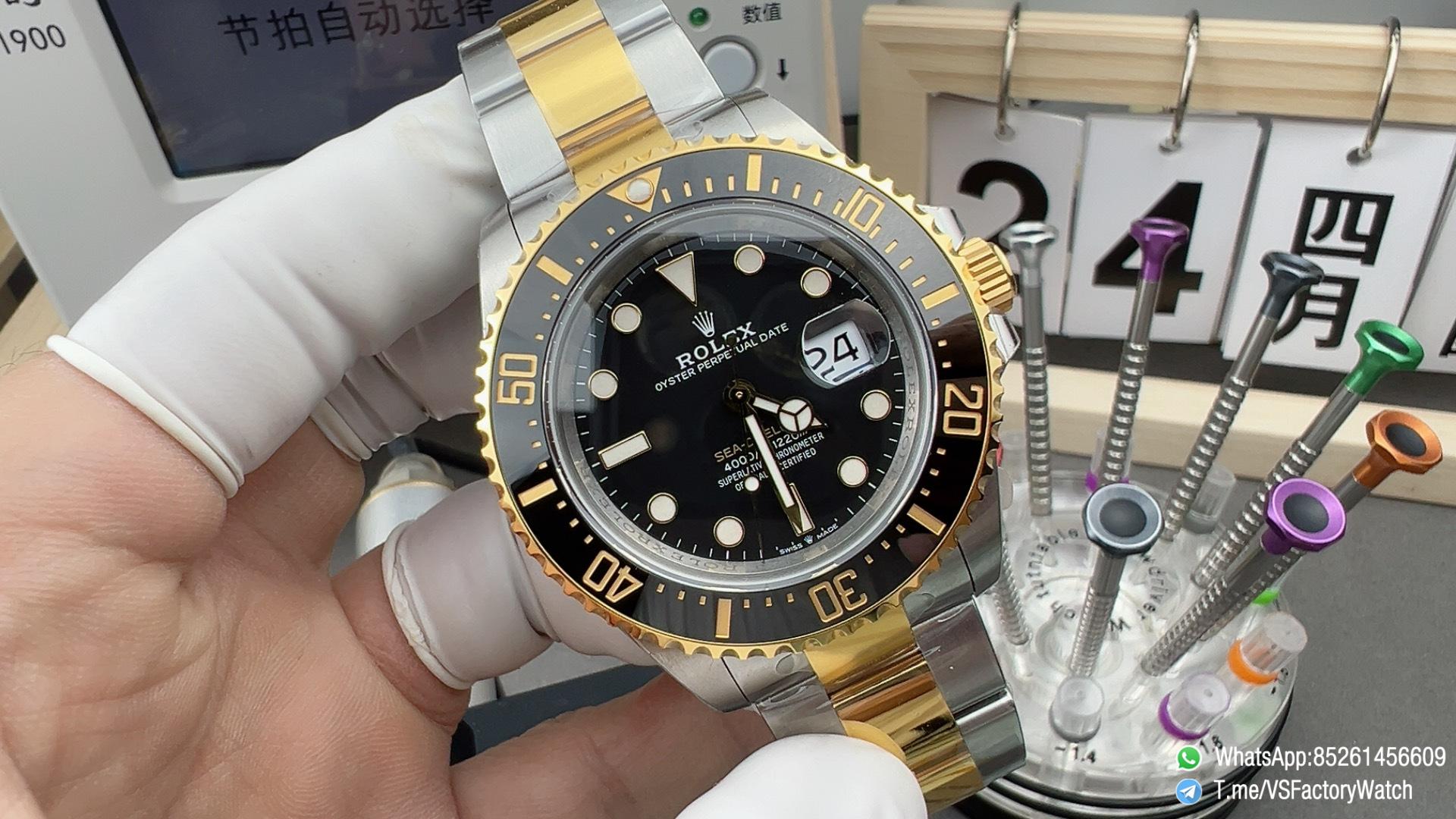 VS Factory Two Tone Sea Dweller 43 Ref 126603 Black Dial Black Ceramic Bezel 904L Steel Metal Case and Bracelet DanDong 3235 Movement 01 VS Factory Two Tone Sea Dweller 43 Ref 126603 Black Dial Black Ceramic Bezel 904L Steel Metal Case and Bracelet DanDong 3235 Movement 01
