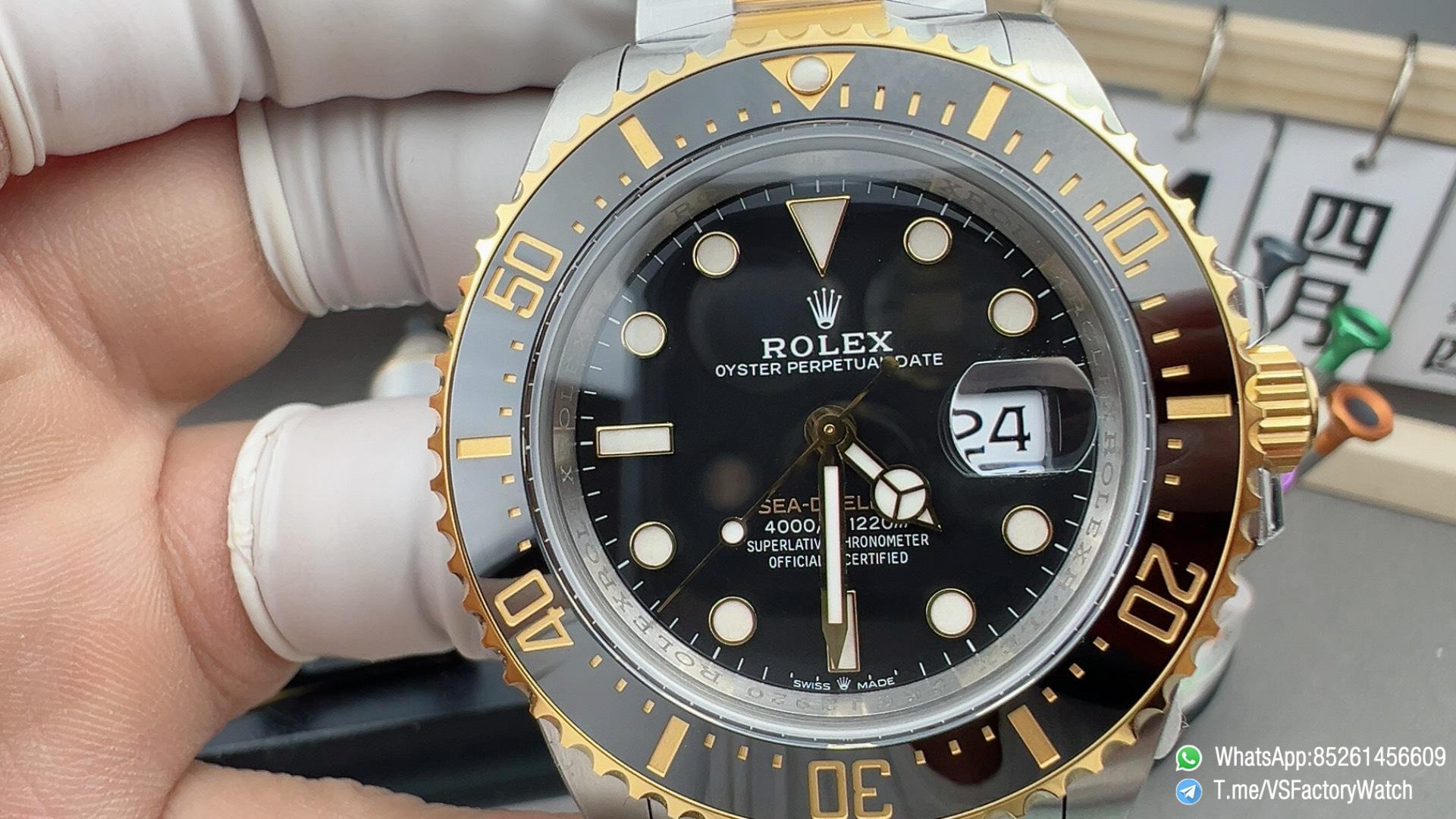 VS Factory Two Tone Sea Dweller 43 Ref 126603 Black Dial Black Ceramic Bezel 904L Steel Metal Case and Bracelet DanDong 3235 Movement 02 VS Factory Two Tone Sea Dweller 43 Ref 126603 Black Dial Black Ceramic Bezel 904L Steel Metal Case and Bracelet DanDong 3235 Movement 02