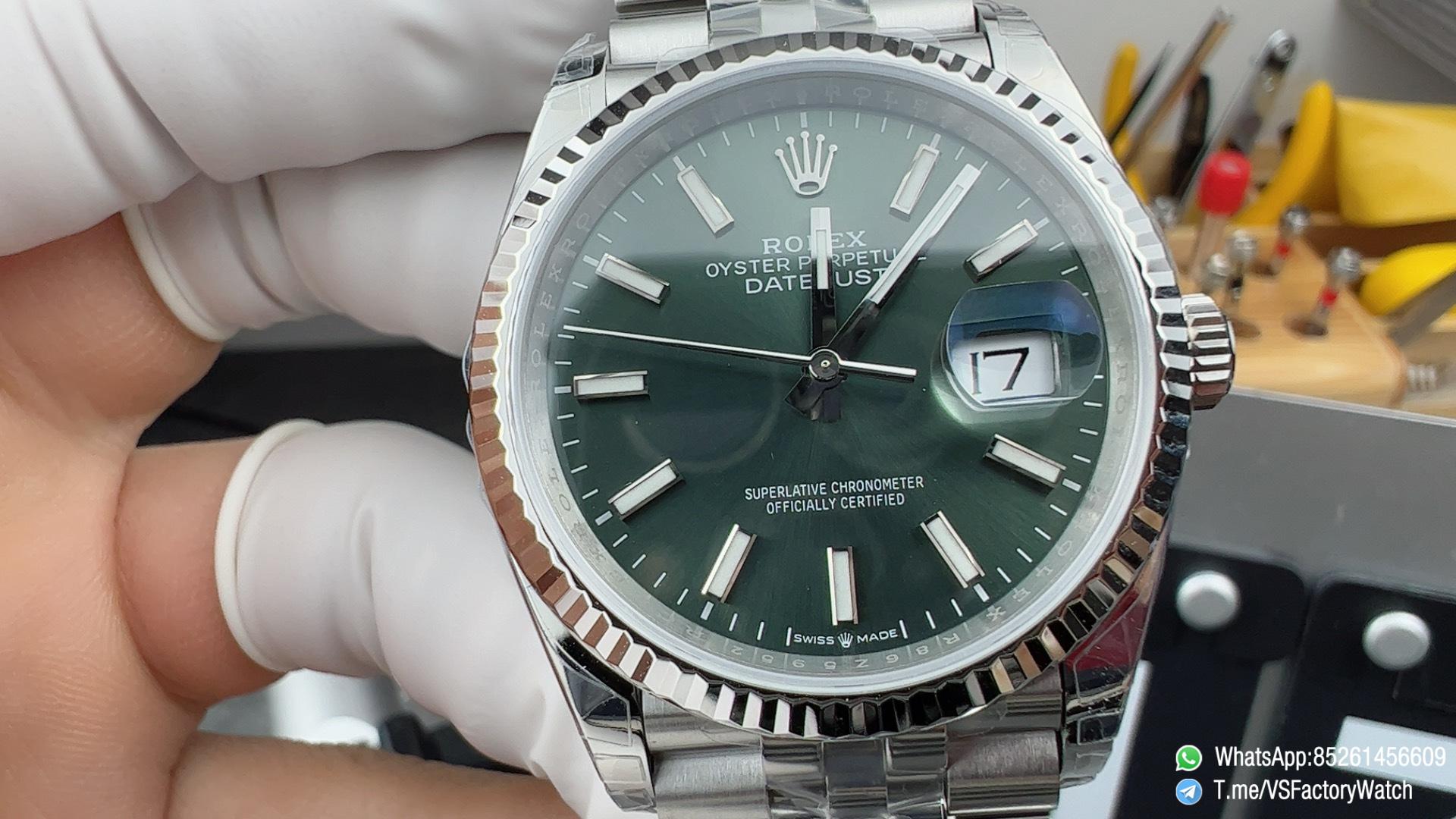 VS Factory Watch DateJust 36 Ref 126234 0051 904L Steel Metal Mint Green Dial Fluted Bezel Jubilee Bracelet DD3235 Movement 02 VS Factory Watch DateJust 36 Ref 126234 0051 904L Steel Metal Mint Green Dial Fluted Bezel Jubilee Bracelet DD3235 Movement 02