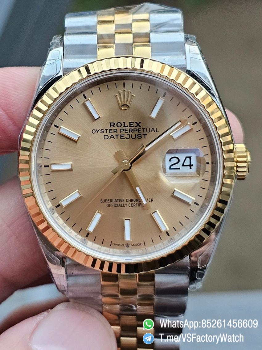 VSF DateJust 36 REF 126233 904L Oystersteel Yellow Gold Plated Metal Yellow Dial on Jubilee Bracelet DD3235 Movement 72 Hours PR 00 VSF DateJust 36 REF 126233 904L Oystersteel Yellow Gold Plated Metal Yellow Dial on Jubilee Bracelet DD3235 Movement 72 Hours PR 00