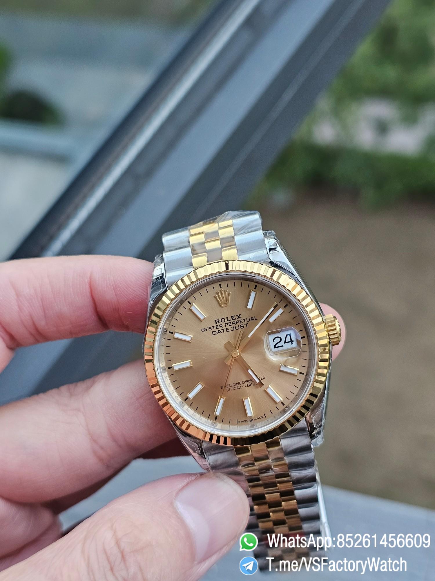 VSF DateJust 36 REF 126233 904L Oystersteel Yellow Gold Plated Metal Yellow Dial on Jubilee Bracelet DD3235 Movement 72 Hours PR 01 VSF DateJust 36 REF 126233 904L Oystersteel Yellow Gold Plated Metal Yellow Dial on Jubilee Bracelet DD3235 Movement 72 Hours PR 01