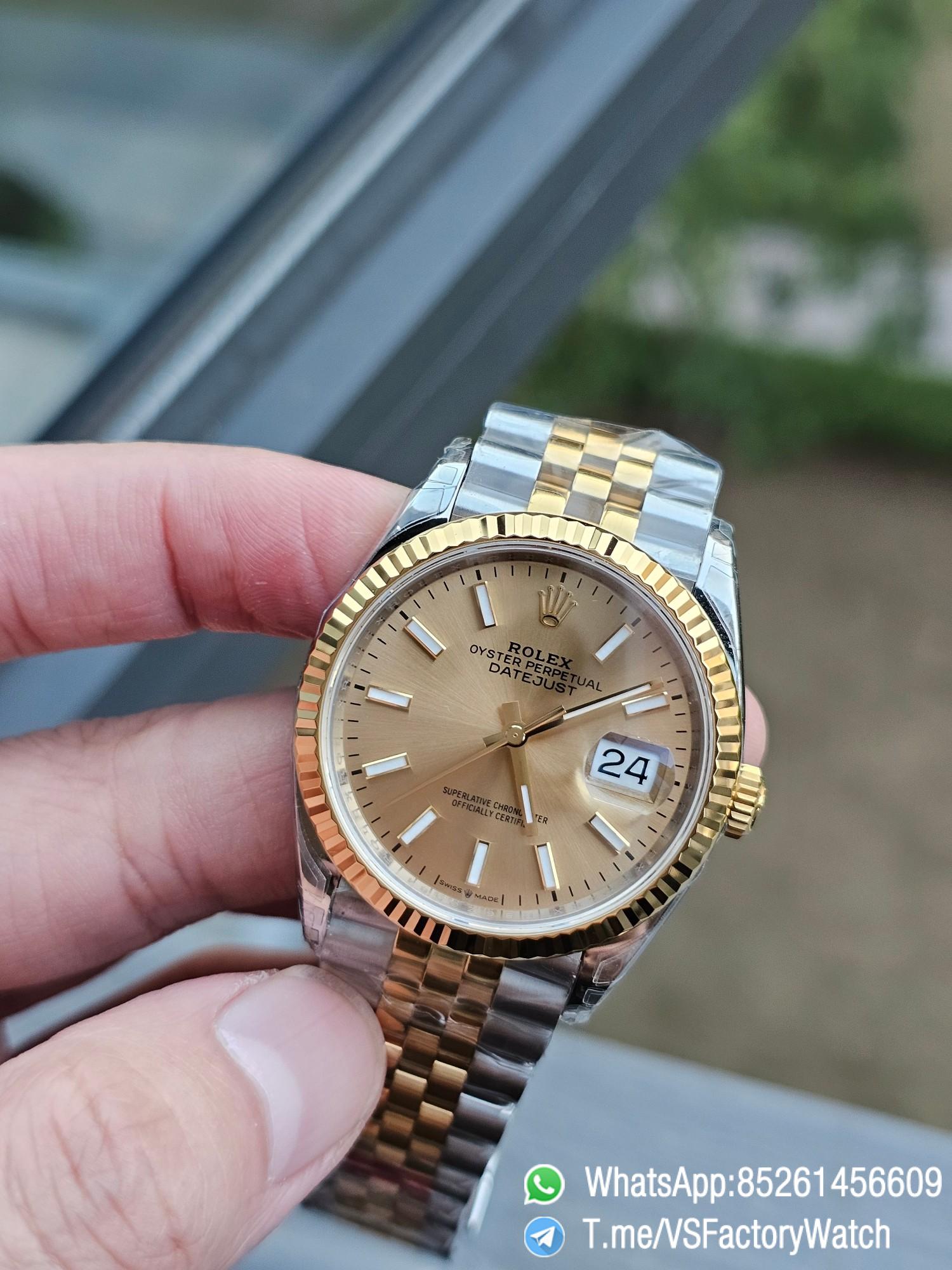 VSF DateJust 36 REF 126233 904L Oystersteel Yellow Gold Plated Metal Yellow Dial on Jubilee Bracelet DD3235 Movement 72 Hours PR 02 VSF DateJust 36 REF 126233 904L Oystersteel Yellow Gold Plated Metal Yellow Dial on Jubilee Bracelet DD3235 Movement 72 Hours PR 02