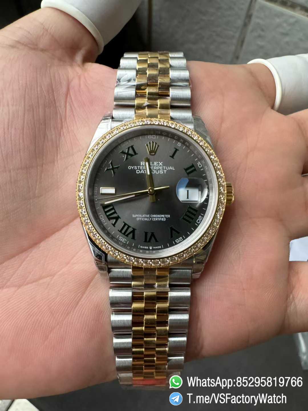 VSF DateJust 36 Wimbledon 126283RBR Slate Dial Roma Indexes 904L Steel Case Yellow Gold Two Tone Jubilee Bracelet DD3235 Movement 04 VSF DateJust 36 Wimbledon 126283RBR Slate Dial Roma Indexes 904L Steel Case Yellow Gold Two Tone Jubilee Bracelet DD3235 Movement 04