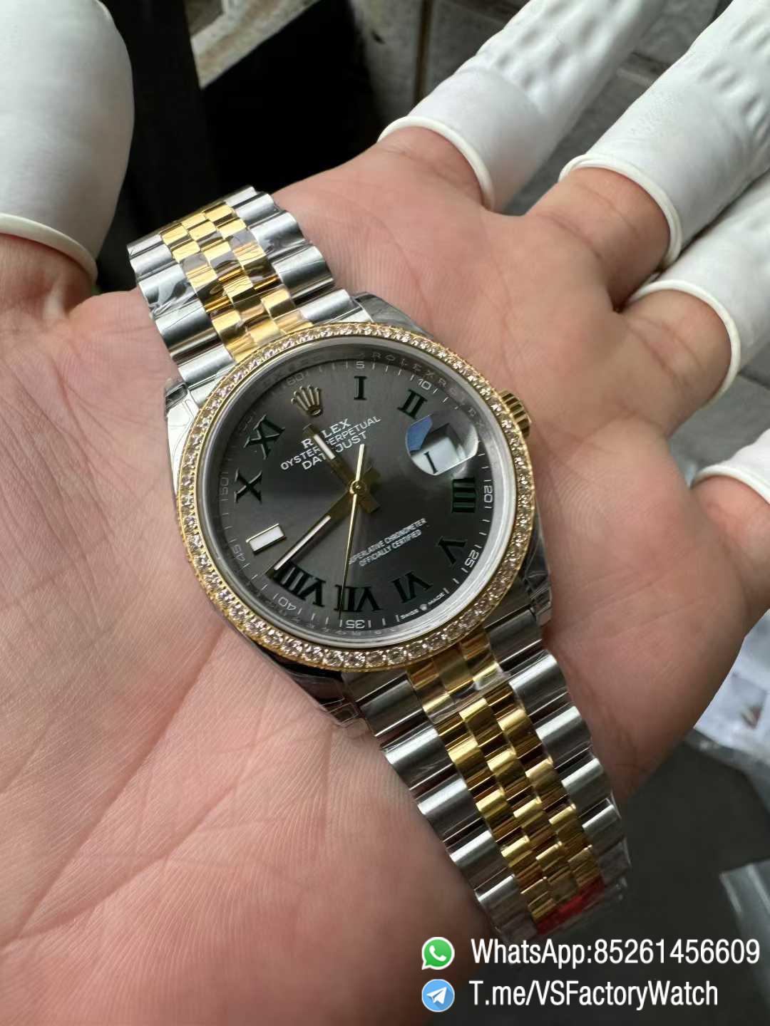 VSF DateJust 36 Wimbledon 126283RBR Slate Dial Roma Indexes 904L Steel Case Yellow Gold Two Tone Jubilee Bracelet DD3235 Movement 05 VSF DateJust 36 Wimbledon 126283RBR Slate Dial Roma Indexes 904L Steel Case Yellow Gold Two Tone Jubilee Bracelet DD3235 Movement 05