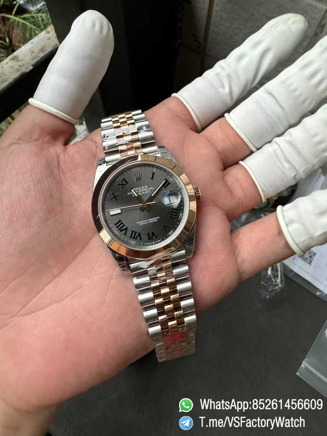 VSF DateJust 41 Ref 126331 Wimbledon Slate Dial Roma Indexes Rose Gold Smooth Bezel Two Tone Jubilee Bracelet DD3235 Calibre 01 VSF DateJust 41 Ref 126331 Wimbledon Slate Dial Roma Indexes Rose Gold Smooth Bezel Two Tone Jubilee Bracelet DD3235 Calibre 01