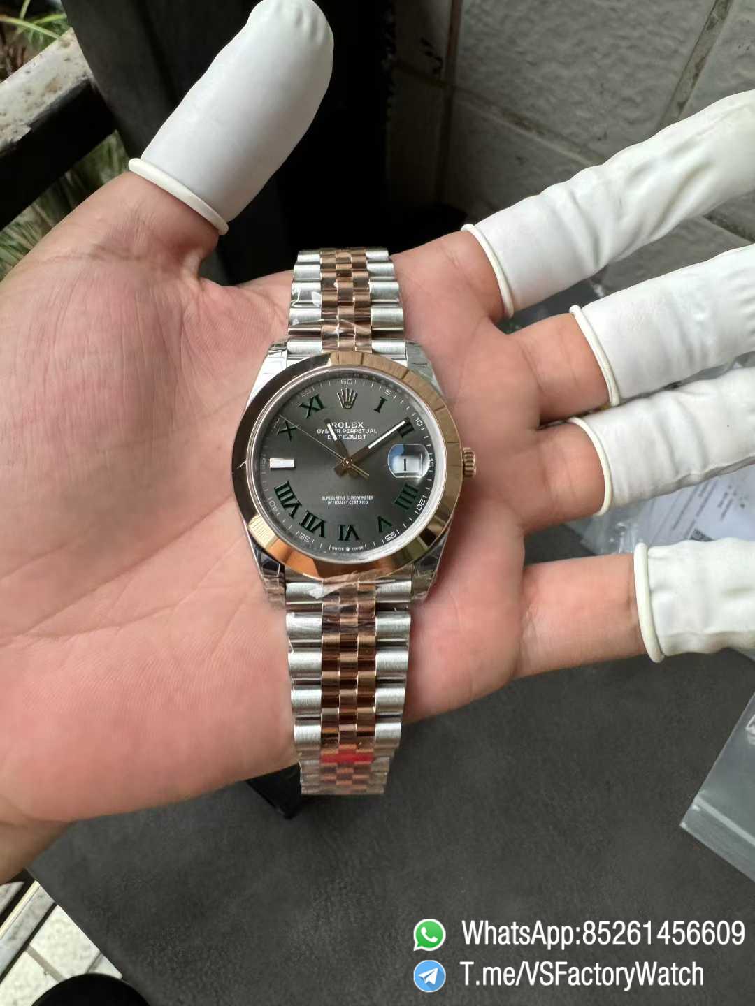 VSF DateJust 41 Ref 126331 Wimbledon Slate Dial Roma Indexes Rose Gold Smooth Bezel Two Tone Jubilee Bracelet DD3235 Calibre 03 VSF DateJust 41 Ref 126331 Wimbledon Slate Dial Roma Indexes Rose Gold Smooth Bezel Two Tone Jubilee Bracelet DD3235 Calibre 03