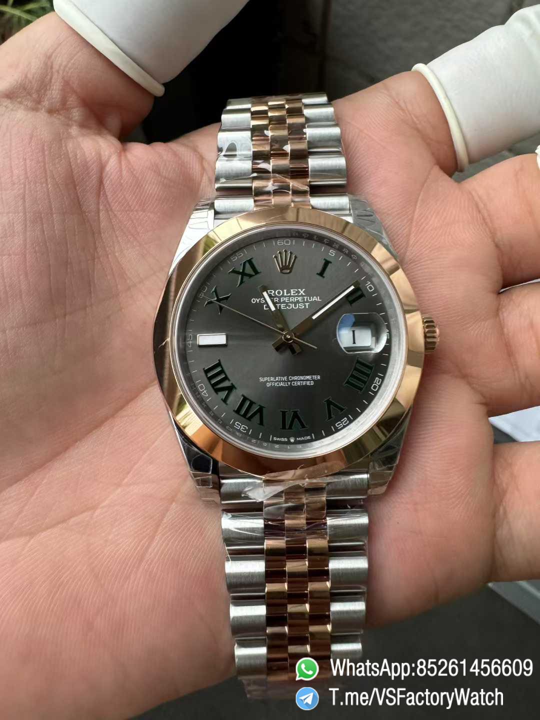 VSF DateJust 41 Ref 126331 Wimbledon Slate Dial Roma Indexes Rose Gold Smooth Bezel Two Tone Jubilee Bracelet DD3235 Calibre 05 VSF DateJust 41 Ref 126331 Wimbledon Slate Dial Roma Indexes Rose Gold Smooth Bezel Two Tone Jubilee Bracelet DD3235 Calibre 05