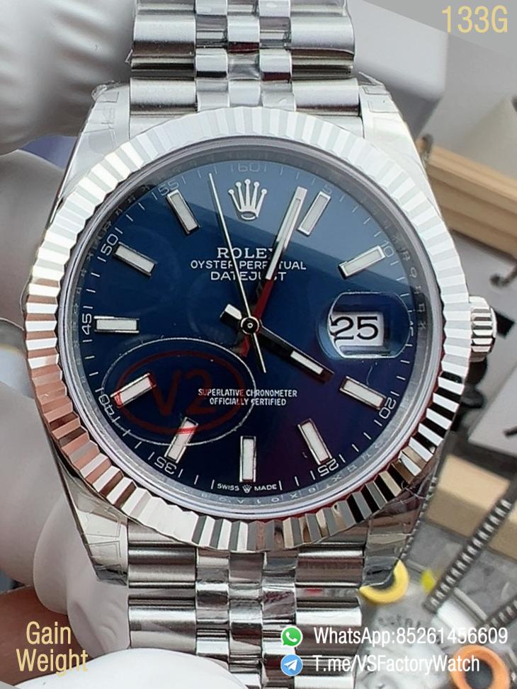 VSF DateJust 41 Ref 126334 V2 133g 904L Stainless Steel Metal Bright Blue Dial Stick Hour Markers Jubilee Bracelet DanDong 3235 Movement 00 VSF DateJust 41 Ref 126334 V2 133g 904L Stainless Steel Metal Bright Blue Dial Stick Hour Markers Jubilee Bracelet DanDong 3235 Movement 00