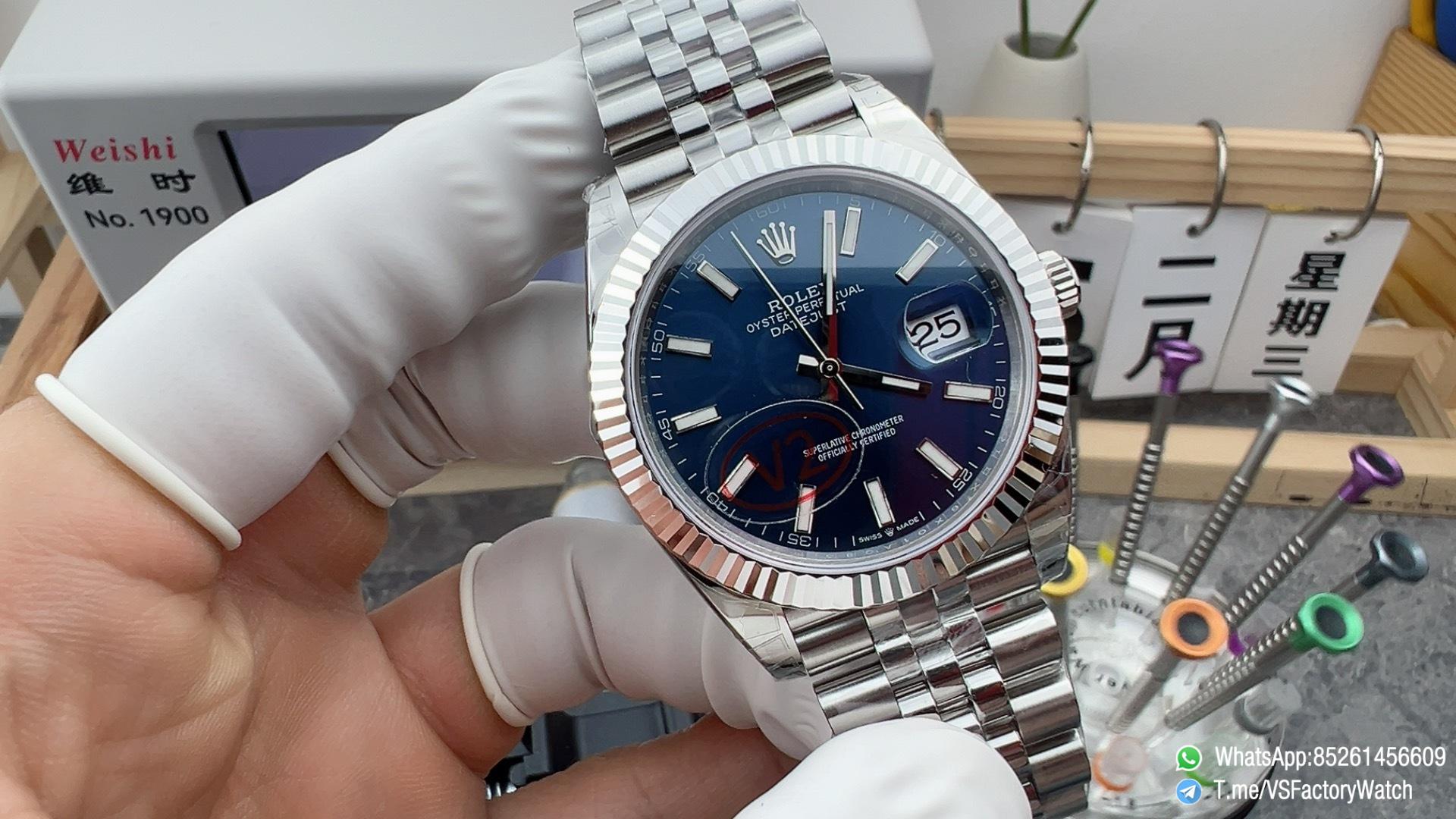 VSF DateJust 41 Ref 126334 V2 133g 904L Stainless Steel Metal Bright Blue Dial Stick Hour Markers Jubilee Bracelet DanDong 3235 Movement 01 VSF DateJust 41 Ref 126334 V2 133g 904L Stainless Steel Metal Bright Blue Dial Stick Hour Markers Jubilee Bracelet DanDong 3235 Movement 01