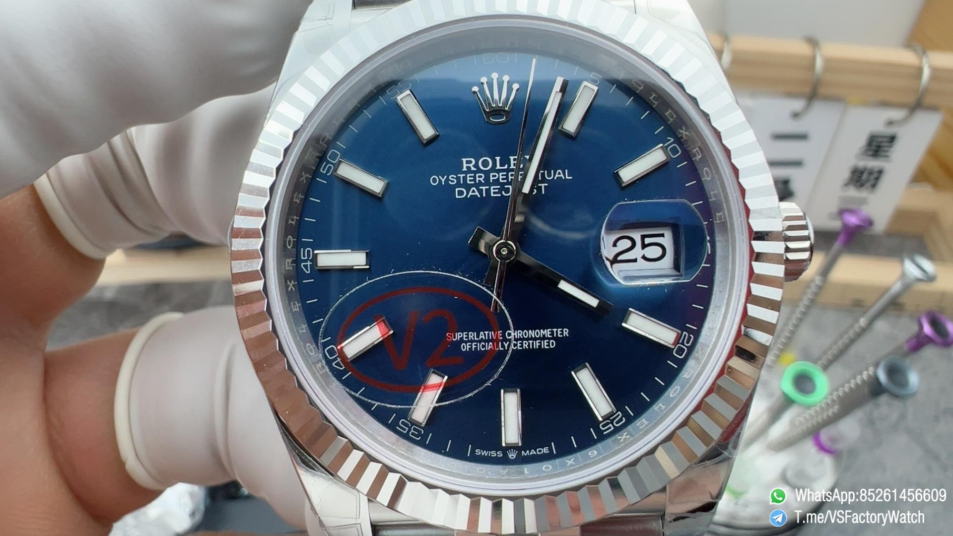 VSF DateJust 41 Ref 126334 V2 133g 904L Stainless Steel Metal Bright Blue Dial Stick Hour Markers Jubilee Bracelet DanDong 3235 Movement 02 VSF DateJust 41 Ref 126334 V2 133g 904L Stainless Steel Metal Bright Blue Dial Stick Hour Markers Jubilee Bracelet DanDong 3235 Movement 02