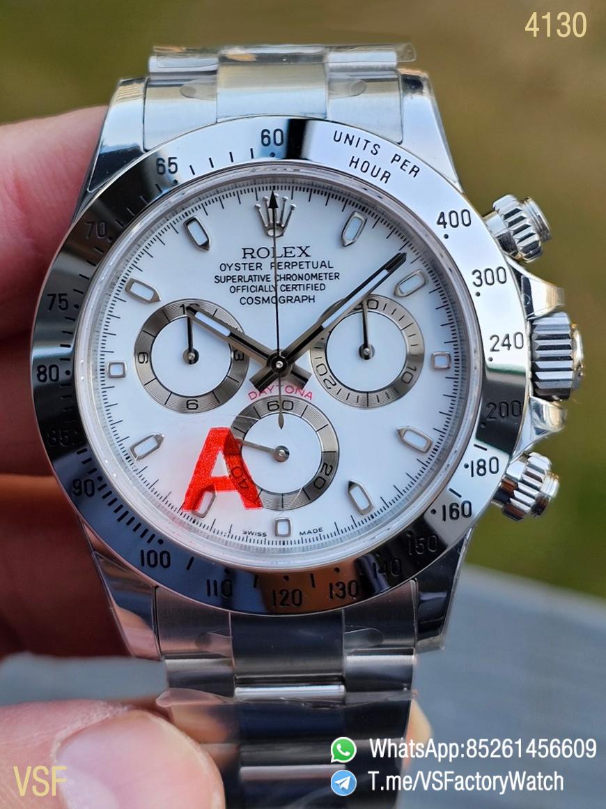 VSF Daytona 116520 White Dial with Luminous Hands and Stick Indexes 904L Steel Case and Bezel 904L Steel Oyster Braclet DD 4130 Movement 00 VSF Daytona 116520 White Dial with Luminous Hands and Stick Indexes 904L Steel Case and Bezel 904L Steel Oyster Braclet DD 4130 Movement 00
