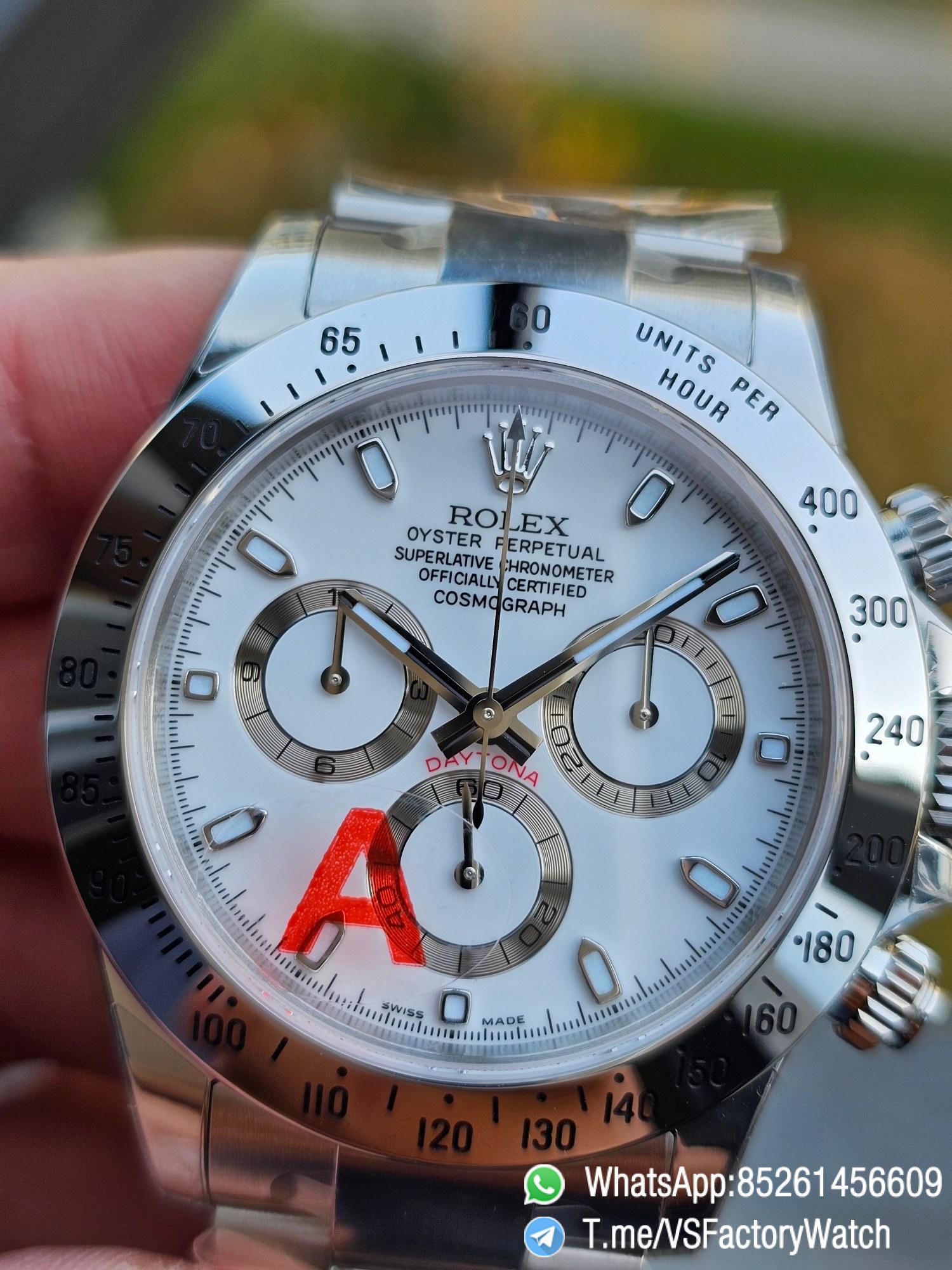 VSF Daytona 116520 White Dial with Luminous Hands and Stick Indexes 904L Steel Case and Bezel 904L Steel Oyster Braclet DD 4130 Movement 03 VSF Daytona 116520 White Dial with Luminous Hands and Stick Indexes 904L Steel Case and Bezel 904L Steel Oyster Braclet DD 4130 Movement 03