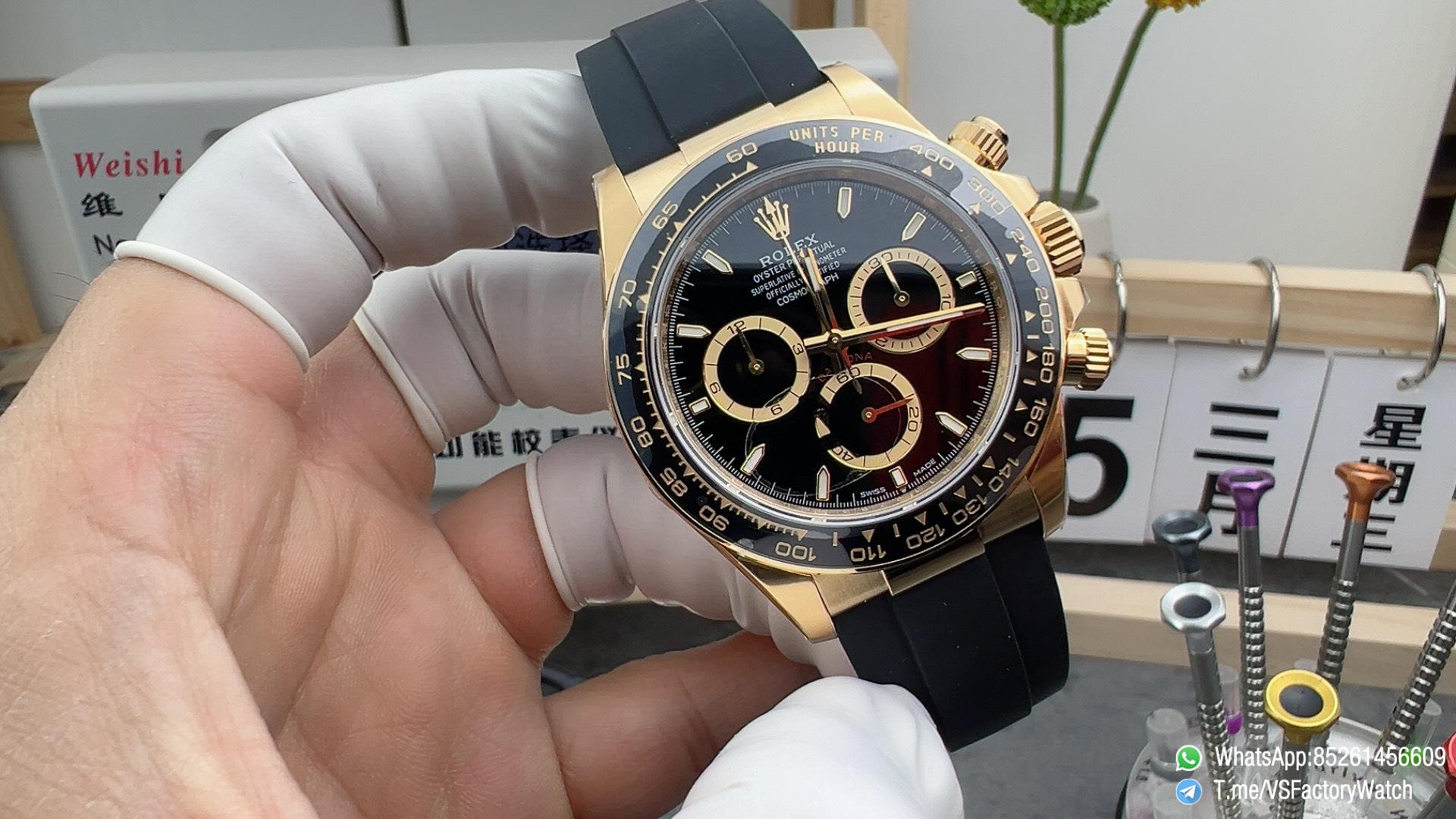 VSF Daytona 126518LN V2 137g Yellow Gold Case Black Dial with Gold Rings Black Ceramic Bezel Oysterflex Bracelet DD4131 Movement 01 VSF Daytona 126518LN V2 137g Yellow Gold Case Black Dial with Gold Rings Black Ceramic Bezel Oysterflex Bracelet DD4131 Movement 01