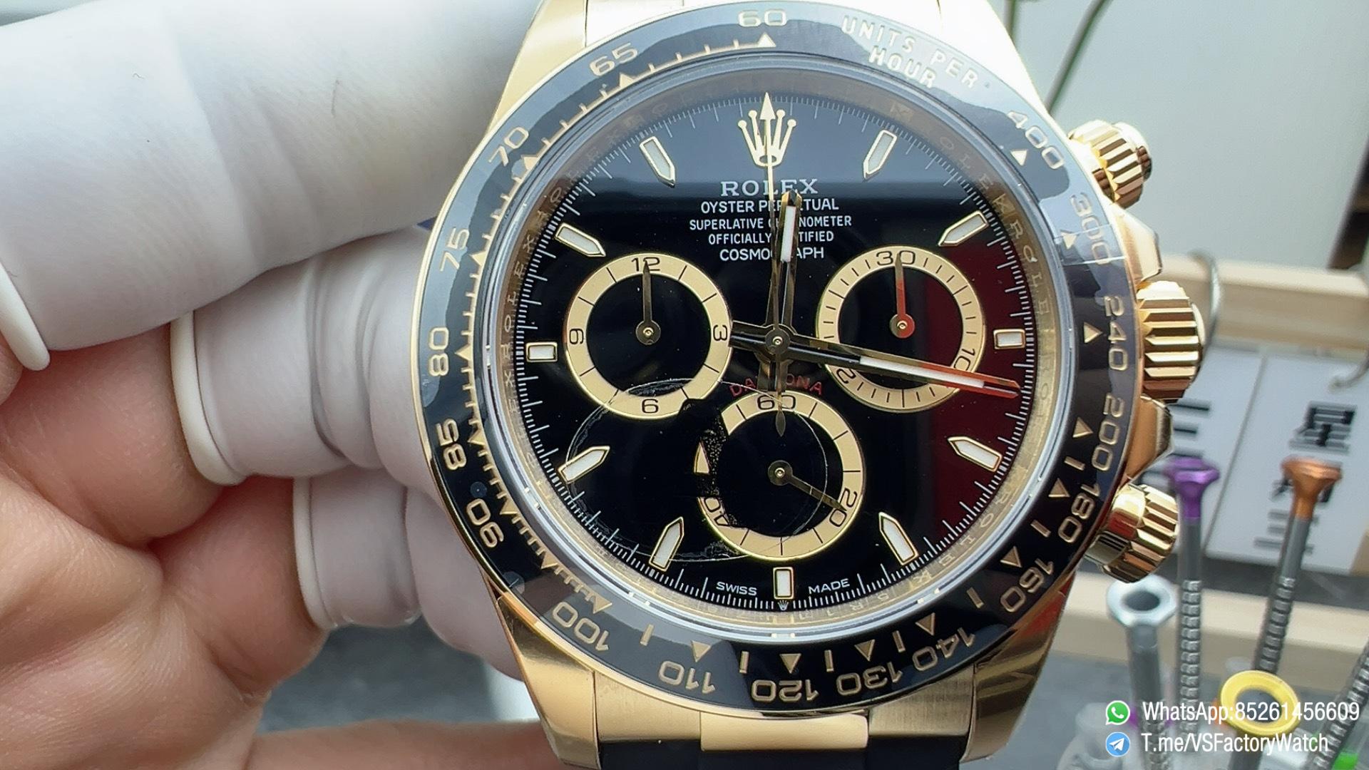 VSF Daytona 126518LN V2 137g Yellow Gold Case Black Dial with Gold Rings Black Ceramic Bezel Oysterflex Bracelet DD4131 Movement 02 VSF Daytona 126518LN V2 137g Yellow Gold Case Black Dial with Gold Rings Black Ceramic Bezel Oysterflex Bracelet DD4131 Movement 02