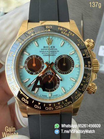 VSF Daytona 126518ln V2 137g Yellow Gold Case Turquoise Blue and Black Dial Black Cerachrom Bezel Oysterflex Bracelet DD4131 Movement 00