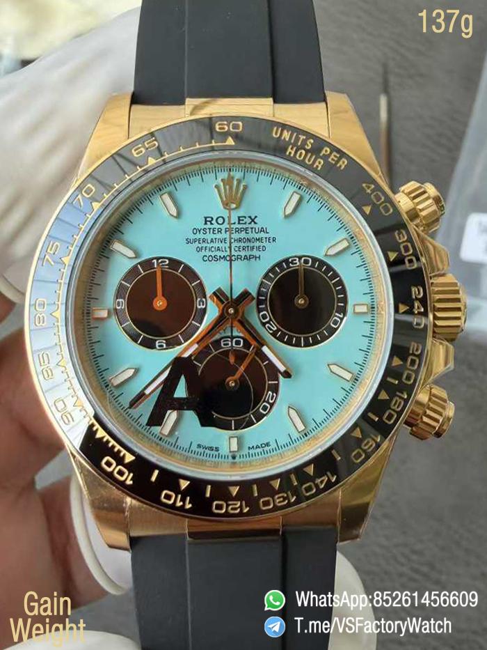 VSF Daytona 126518ln V2 137g Yellow Gold Case Turquoise Blue and Black Dial Black Cerachrom Bezel Oysterflex Bracelet DD4131 Movement 00 VSF Daytona 126518ln V2 137g Yellow Gold Case Turquoise Blue and Black Dial Black Cerachrom Bezel Oysterflex Bracelet DD4131 Movement 00