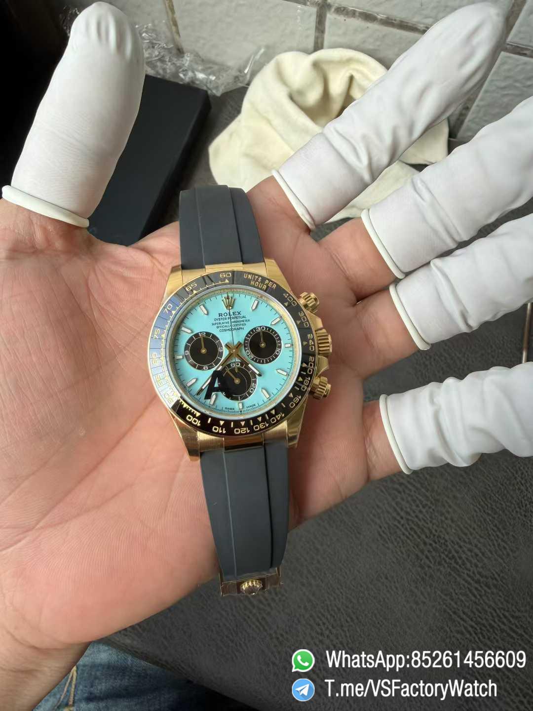 VSF Daytona 126518ln V2 137g Yellow Gold Case Turquoise Blue and Black Dial Black Cerachrom Bezel Oysterflex Bracelet DD4131 Movement 01 VSF Daytona 126518ln V2 137g Yellow Gold Case Turquoise Blue and Black Dial Black Cerachrom Bezel Oysterflex Bracelet DD4131 Movement 01