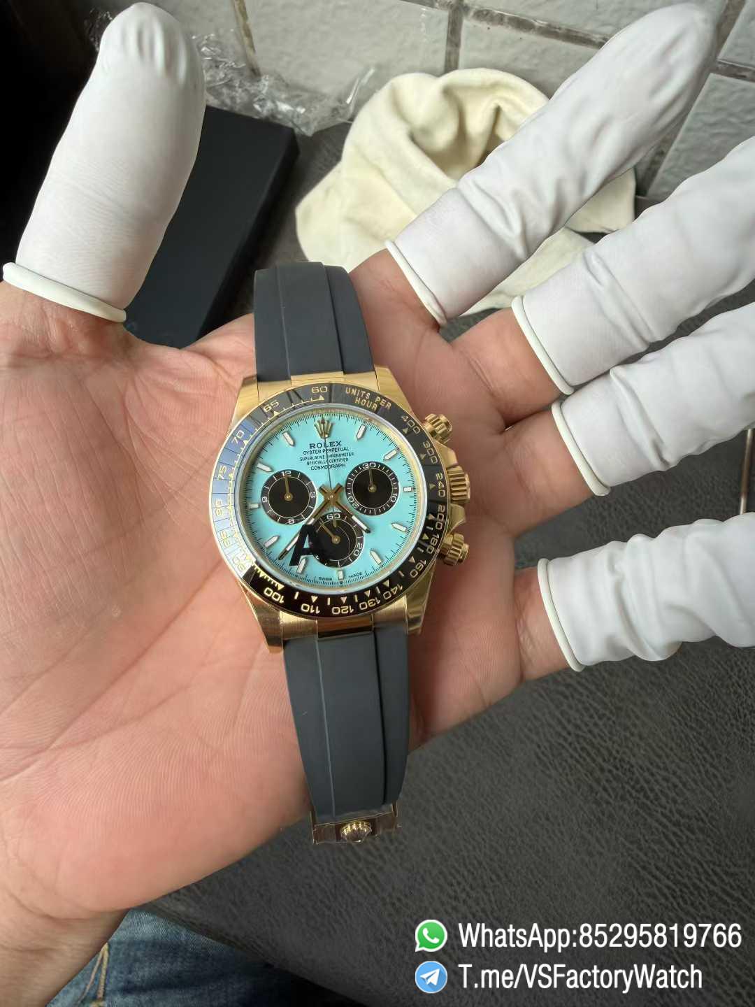 VSF Daytona 126518ln V2 137g Yellow Gold Case Turquoise Blue and Black Dial Black Cerachrom Bezel Oysterflex Bracelet DD4131 Movement 01 VSF Daytona 126518ln V2 137g Yellow Gold Case Turquoise Blue and Black Dial Black Cerachrom Bezel Oysterflex Bracelet DD4131 Movement 01